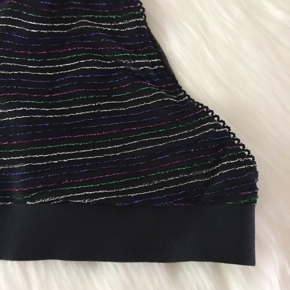 ✨HP✨ VS Metallic Glitter Stripe High Neck Bralette Bra Top XS Black - Picture 6 of 11